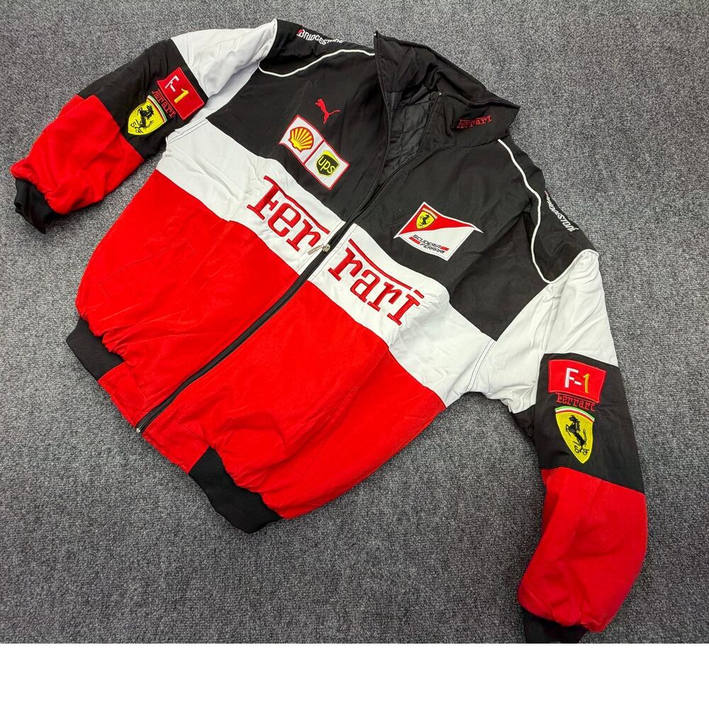 Ferrari F1 Racing Jacket Mens 2XL Red Black Shell UPS Embroidered NEW